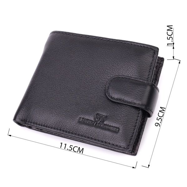 Горизонтальный бумажник среднего размера из натуральной кожи ST Leather 22454 Черный