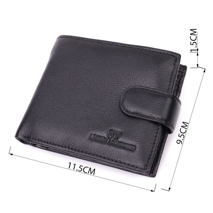 Горизонтальный бумажник среднего размера из натуральной кожи ST Leather 22454 Черный