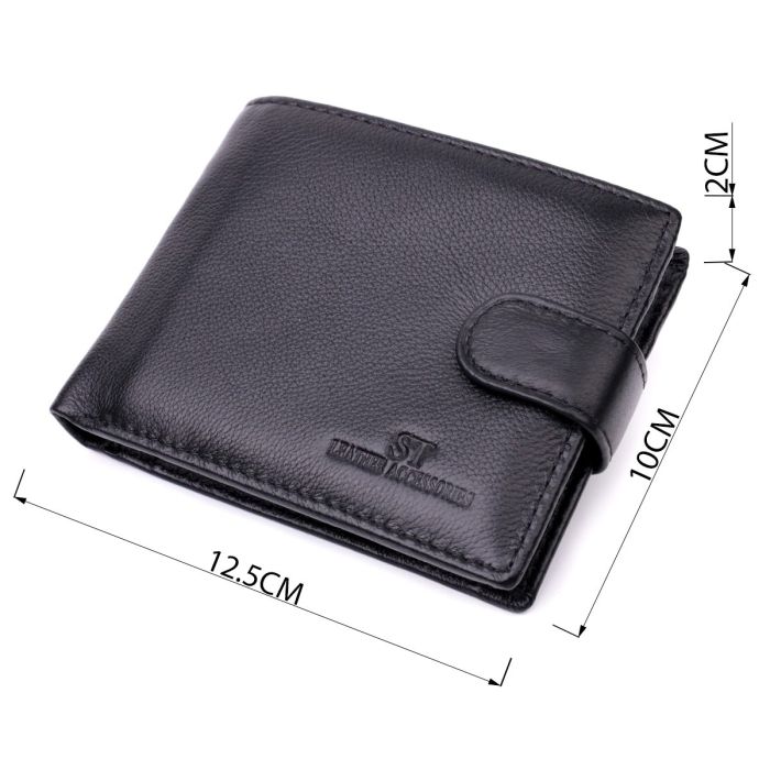 Горизонтальний чоловічий гаманець із натуральної шкіри ST Leather 22443 Чорний