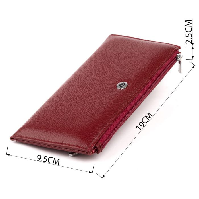 Горизонтальный тонкий кошелек из кожи женский ST Leather 19326 Бордовый