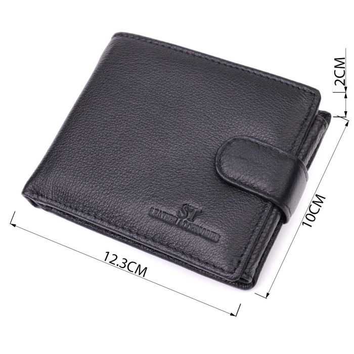 Интересный бумажник с блоком под документы из натуральной кожи ST Leather 22480 Черный