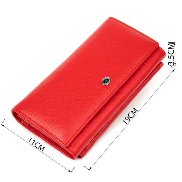 Женский кожаный кошелек для карт купюр и монет ST Leather 19376 Красный