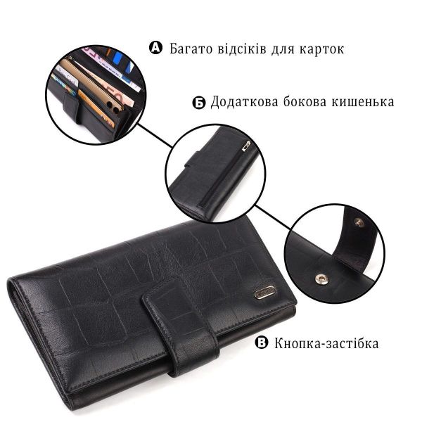 Классическое вертикальное мужское портмоне из натуральной кожи с тиснением CANPELLINI 21836 Черное