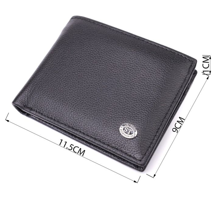 Компактное мужское портмоне из натуральной кожи ST Leather 22486 Черный