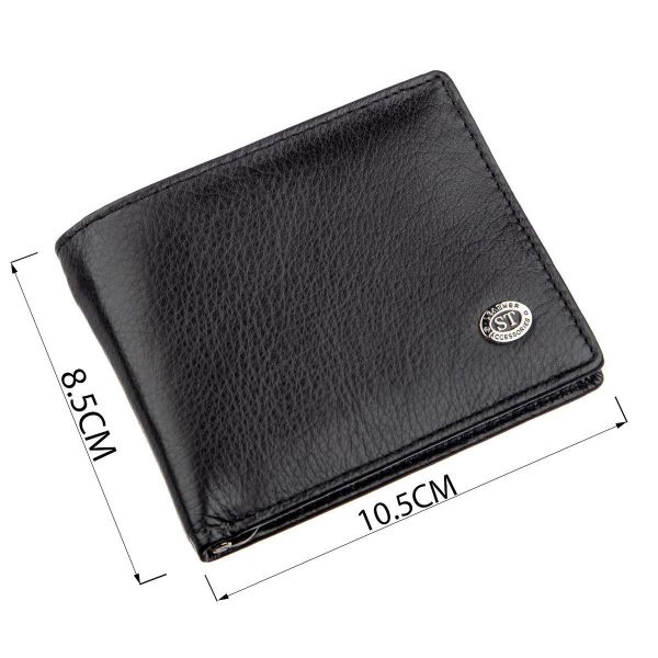 Компактный мужской кошелек с зажимом ST Leather 18837 Черный