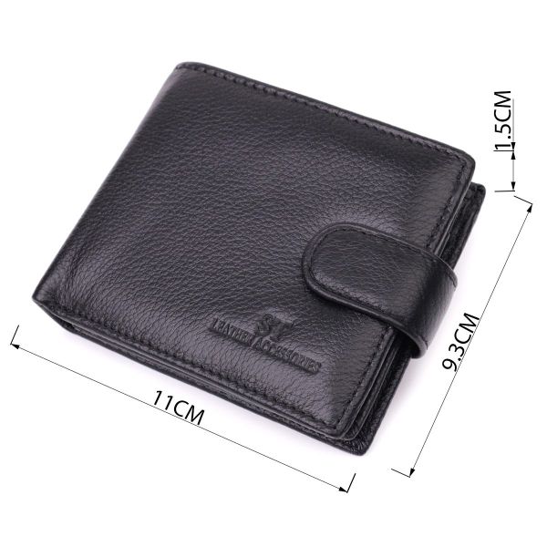 Кошелек для мужчин удобного размера из натуральной кожи ST Leather 22461 Черный