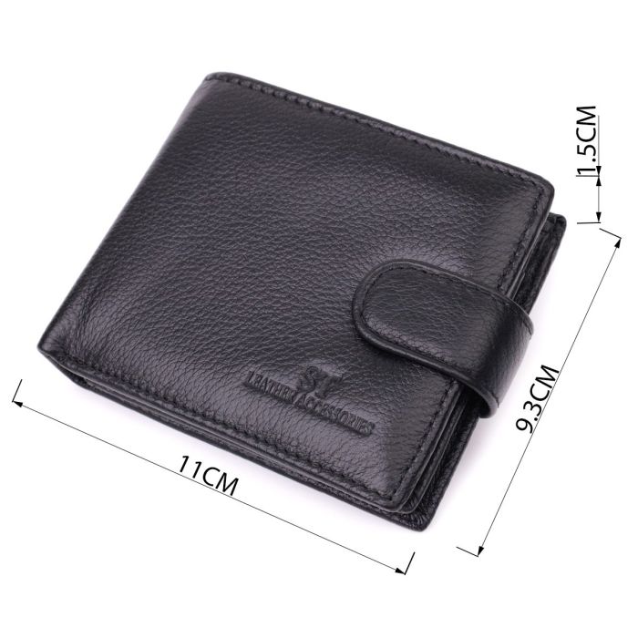 Кошелек для мужчин удобного размера из натуральной кожи ST Leather 22461 Черный