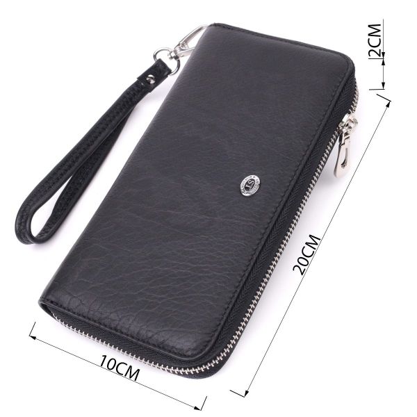 Кошелек-клатч универсальный на одно отделение из натуральной кожи ST Leather 22562 Черный