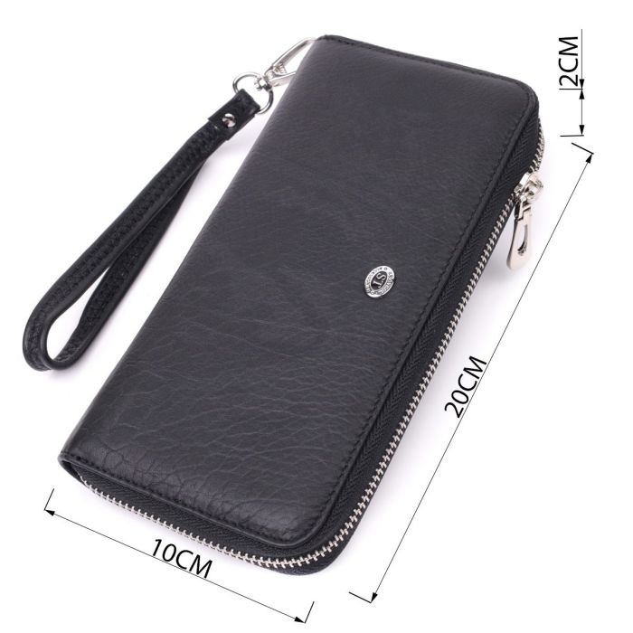Кошелек-клатч универсальный на одно отделение из натуральной кожи ST Leather 22562 Черный