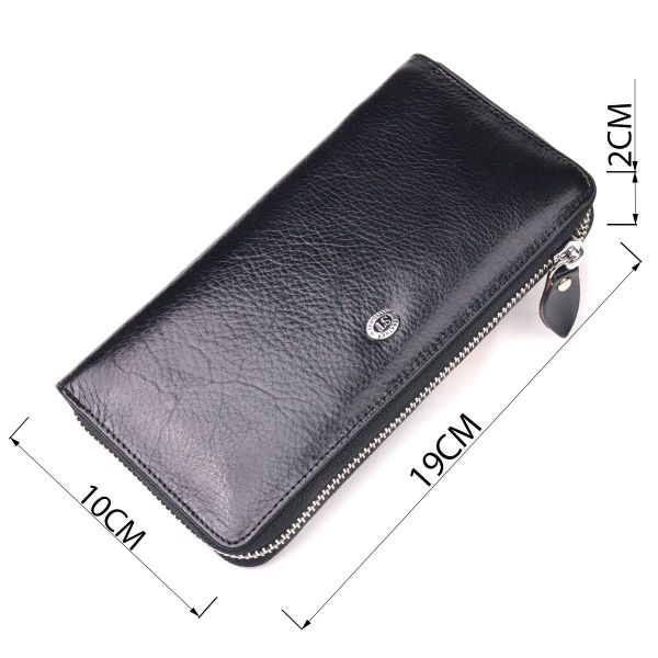 Кошелек мужской из натуральной гладкой кожи на молнии ST Leather 19410 Черный