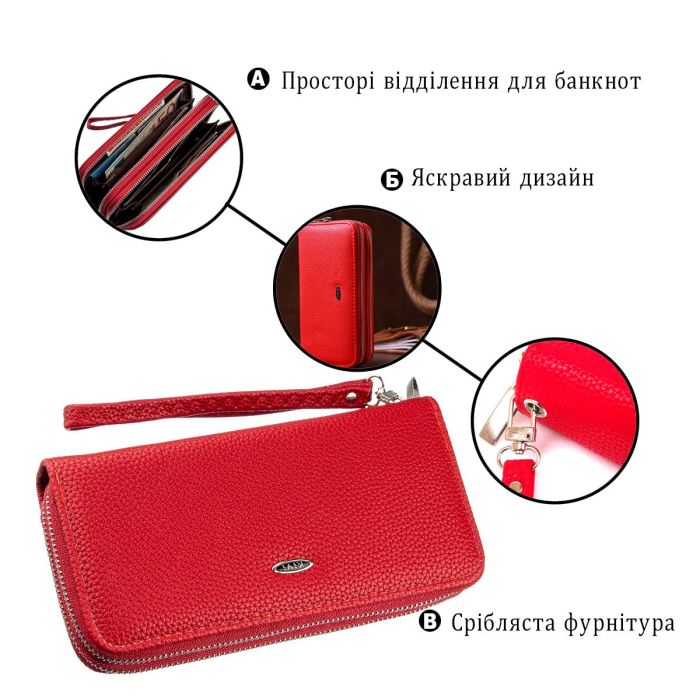 Кошелек женский из зернистой экокожи KIVI 19042 Красный