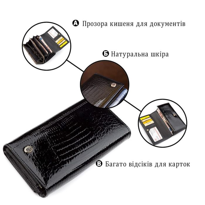 Кошелек женский ST Leather 18433 (S9001A) надежный Черный