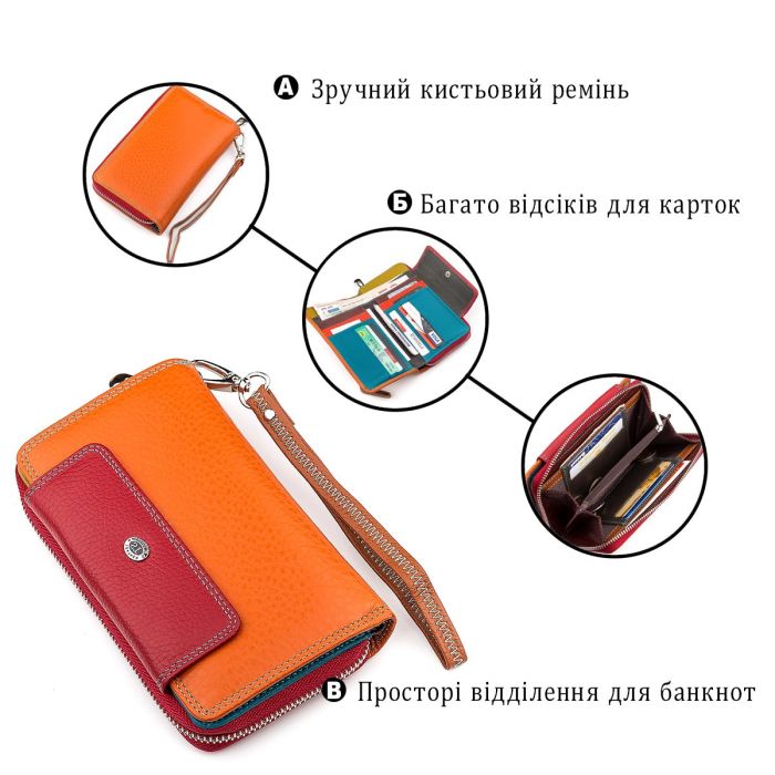 Кошелек женский ST Leather 18441 (SB55-5) вместительный Красный