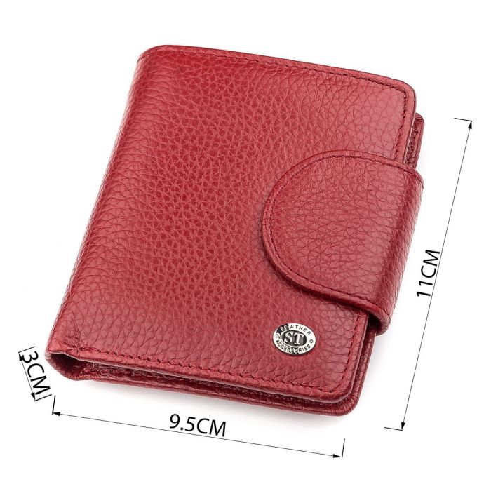 Женский кожаный кошелек для карт купюр и монет ST Leather 18499 Красный