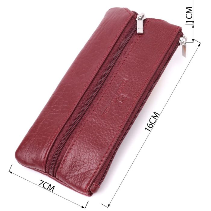 Кожаная ключница на молнии ST Leather 22558 Бордовый