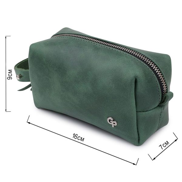 Кожаная косметичка унисекс GRANDE PELLE 11571 Зеленый