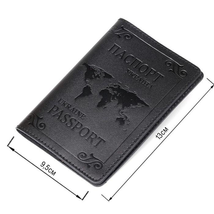 Кожаная обложка на паспорт с картой и рамкой SHVIGEL 13982 Черная