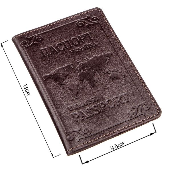 Кожаная обложка на паспорт с картой и рамкой SHVIGEL 13983 Коричневая