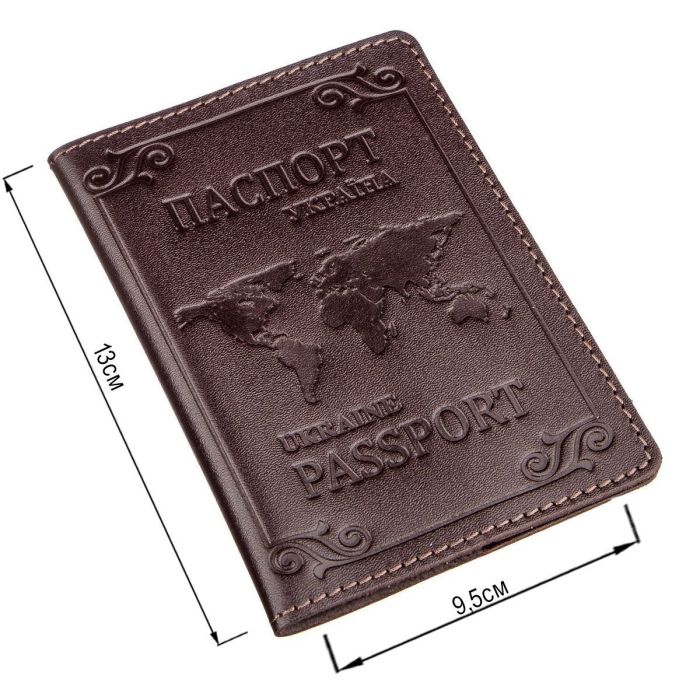 Кожаная обложка на паспорт с картой и рамкой SHVIGEL 13983 Коричневая