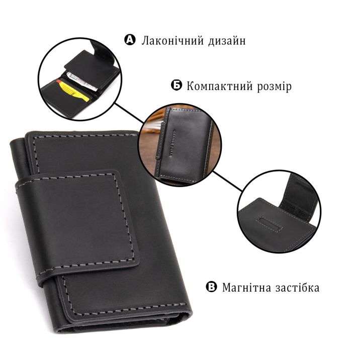 Кожаная визитница GRANDE PELLE 11496 Черный