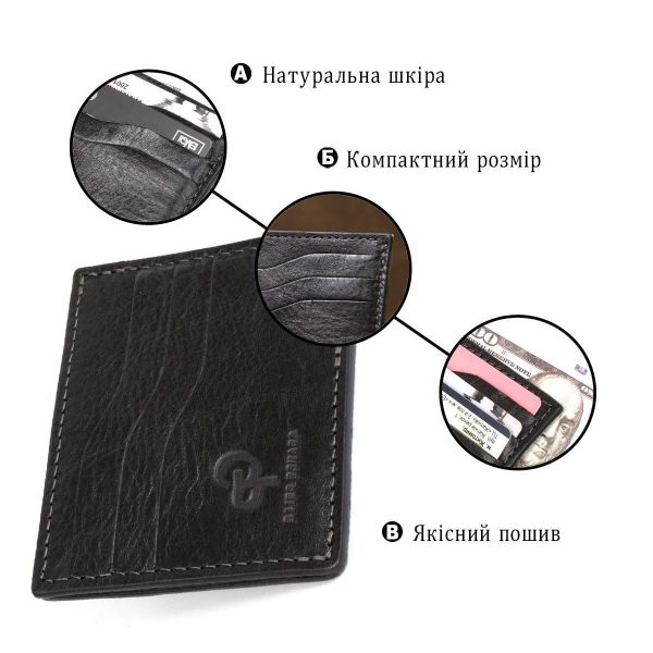 Кожаный картхолдер GRANDE PELLE 11500 Черный