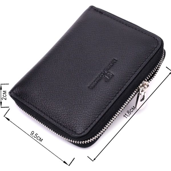 Кожаный кошелек для женщин на молнии с тисненым логотипом производителя ST Leather 19489 Черный