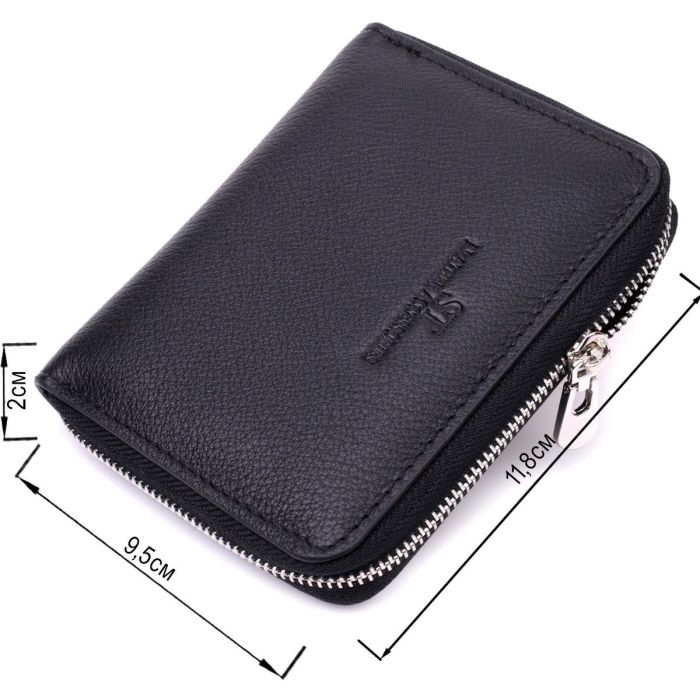 Кожаный кошелек для женщин на молнии с тисненым логотипом производителя ST Leather 19489 Черный