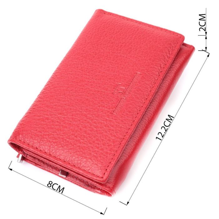 Кожаный удобный женский кошелек в три сложения ST Leather 22490 Красный