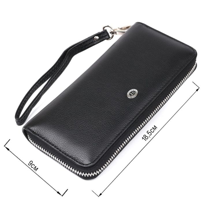 Кожаный женский клатч на молнии ST Leather 18933 Черный