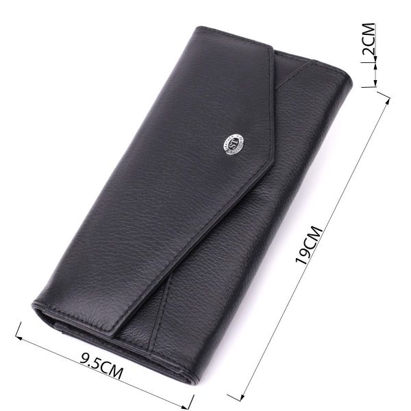 Кожаный женский кошелек с геометрическим клапаном ST Leather 22546 Черный