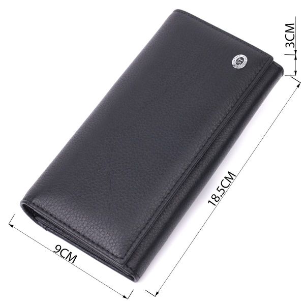 Лаконичный женский кошелек горизонтального формата из натуральной кожи ST Leather 22513 Черный