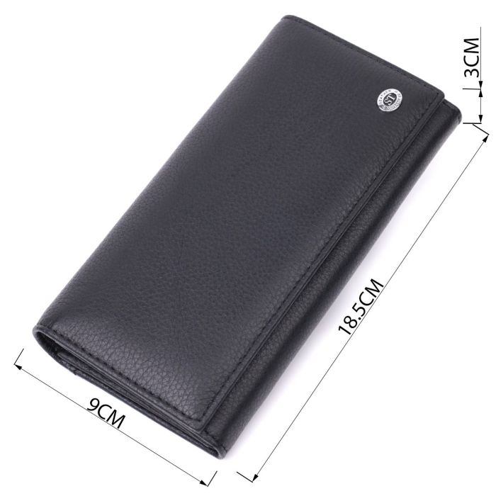 Лаконичный женский кошелек горизонтального формата из натуральной кожи ST Leather 22513 Черный
