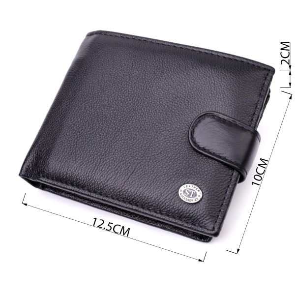 Мужской горизонтальный бумажник из натуральной кожи ST Leather 22466 Черный