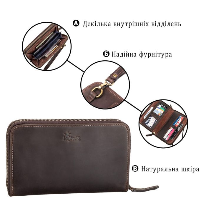Мужской клатч SHVIGEL 11083 кожаный Коричневый