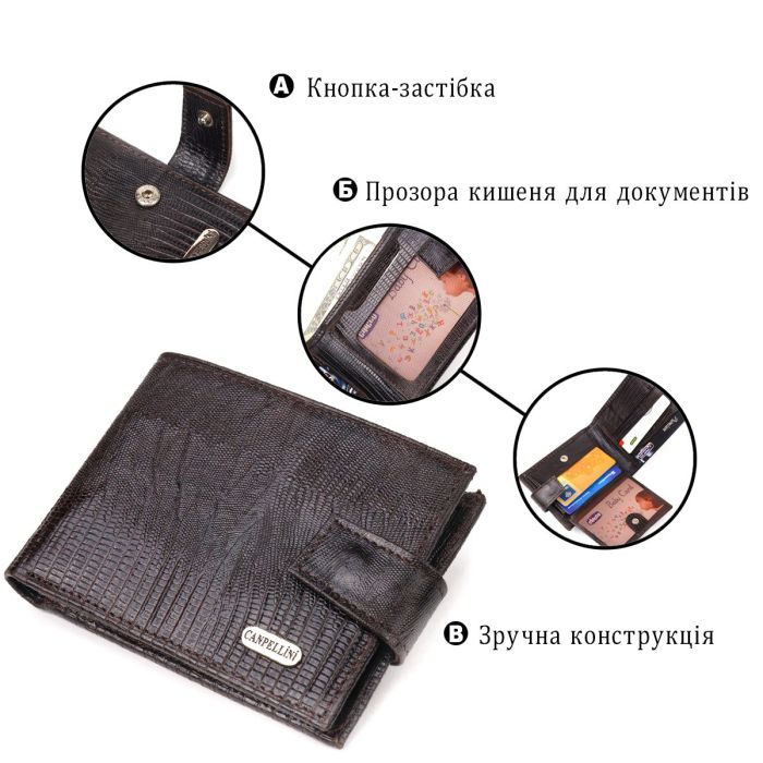 Мужской кошелек из натуральной фактурной кожи CANPELLINI 21512 Коричневый