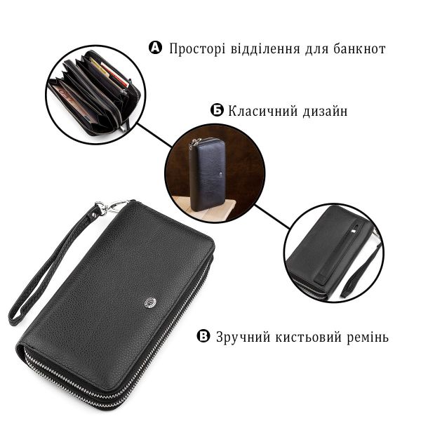 Мужской кошелек ST Leather 18451 (ST127) натуральная кожа Черный