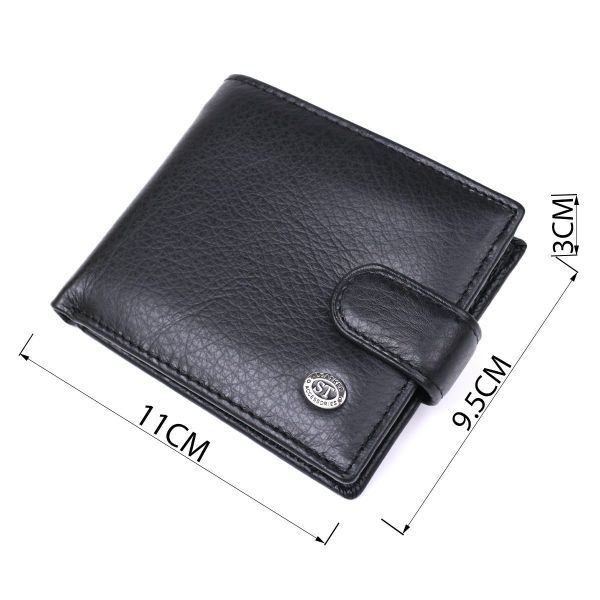 Мужской кожаный купюрник для карт купюр и монет ST Leather 18308 Черный