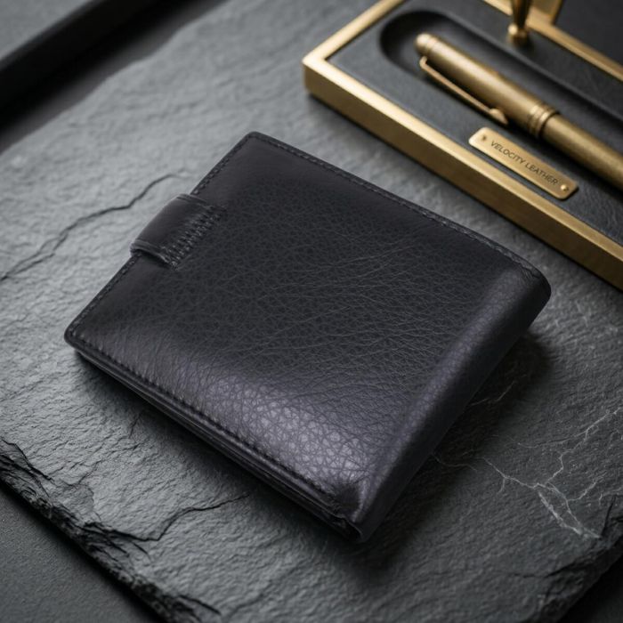 Мужской кожаный купюрник для карт купюр и монет ST Leather 18308 Черный