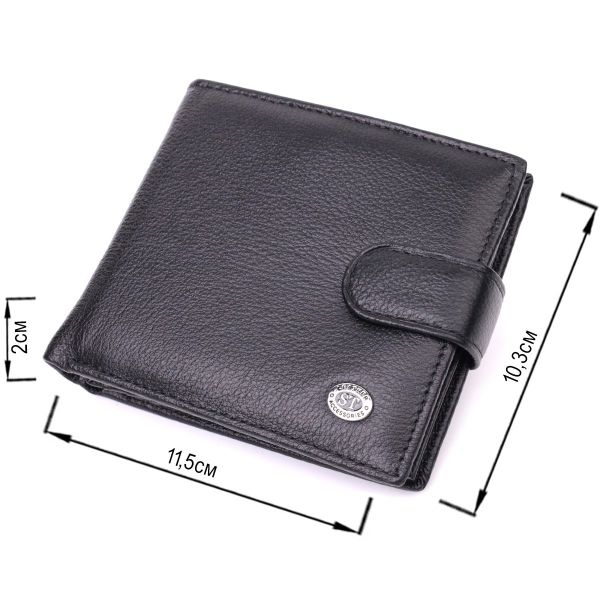 Мужской трендовый бумажник из натуральной кожи ST Leather 22553 Черный