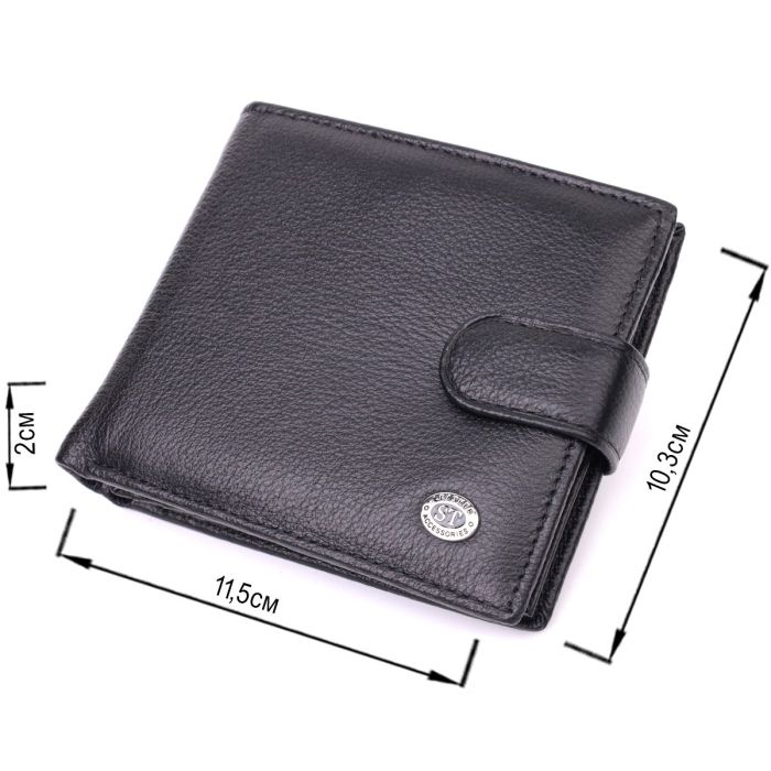 Мужской трендовый бумажник из натуральной кожи ST Leather 22553 Черный