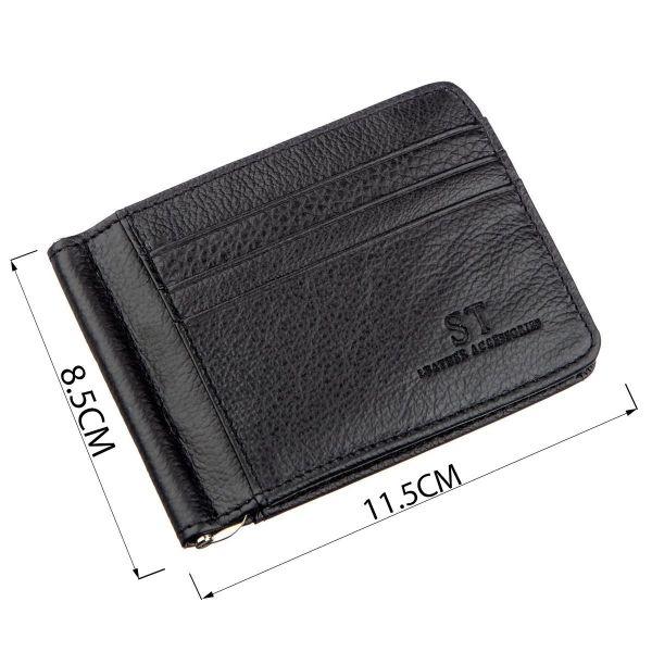 Мужской зажим с карманами для карточек ST Leather 18940 Черный