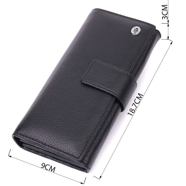 Женский кожаный кошелек для карт купюр и монет ST Leather 22548 Черный
