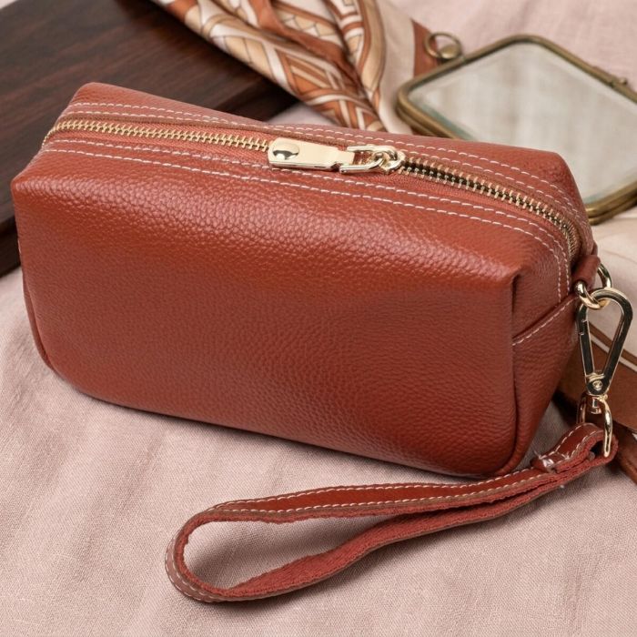 Оригинальная женская сумка с двумя ремнями из натуральной кожи Vintage 22273 Коричневый