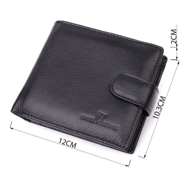 Отменный горизонтальный бумажник для мужчин из натуральной кожи ST Leather 22465 Черный
