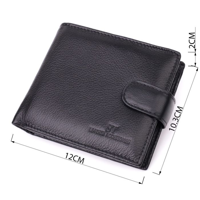 Отменный горизонтальный бумажник для мужчин из натуральной кожи ST Leather 22465 Черный