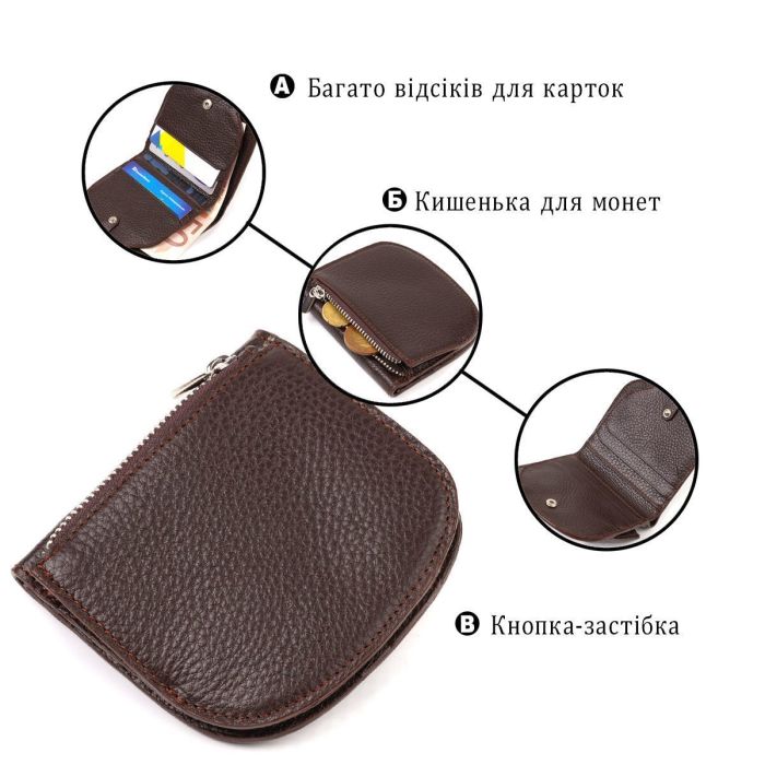 Полукруглое женское портмоне из натуральной кожи флотар CANPELLINI 21835 Коричневое