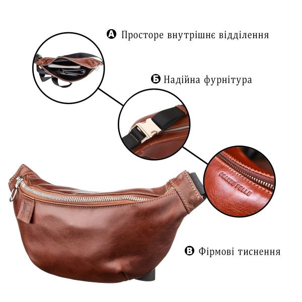 Поясная сумка GRANDE PELLE 11141 Коричневая