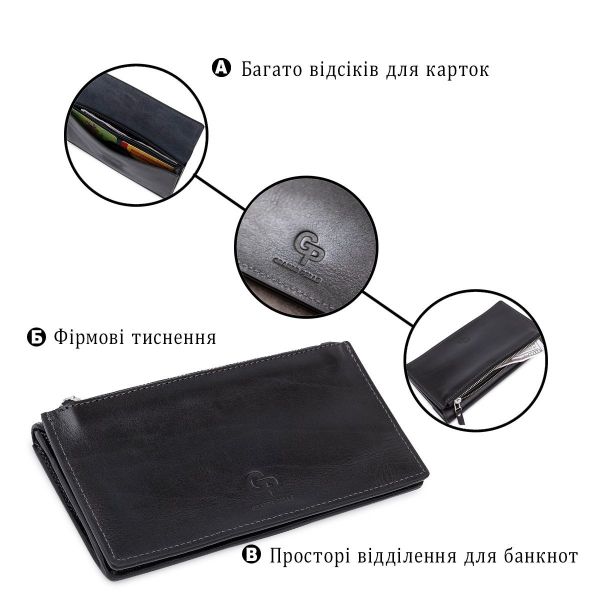 Практичное стильное портмоне унисекс GRANDE PELLE 11558 Черный