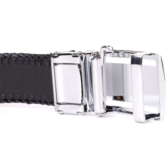 Ремень-автомат CROCODILE LEATHER 18010 из натуральной кожи крокодила Черный