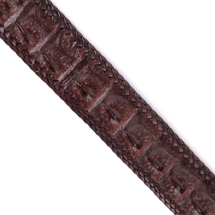 Ремень-автомат CROCODILE LEATHER 18171 из натуральной кожи крокодила Коричневый